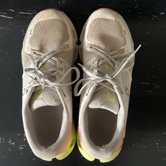 On Cloud Women's Athletic Shoes - White, Pink, Green - Picture 5 of 7